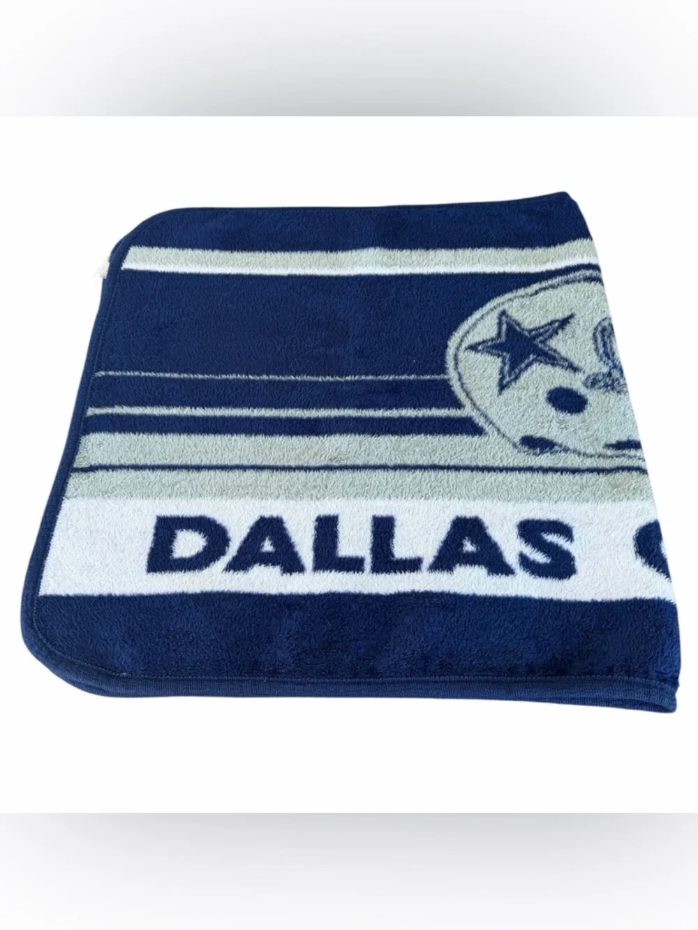 VTG San Marcos Dallas Cowboys Plush Lap Stadium Blanket Blue Silver 32x64 GUC
